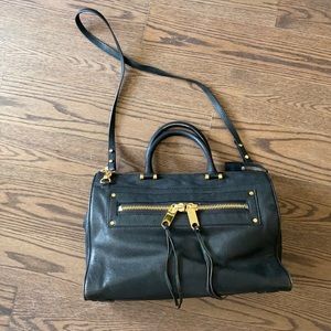 Milly black leather bag with gold details